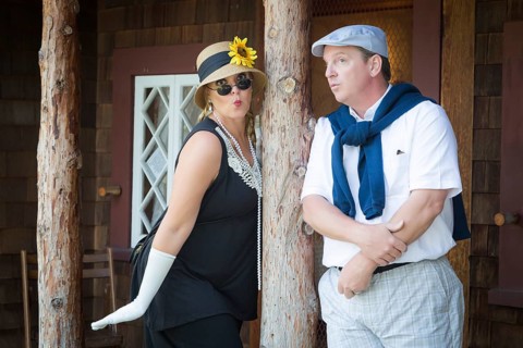 Young attractive couple dressed in outfits from the twenties era