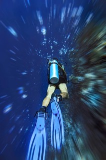 Diver with bubbles