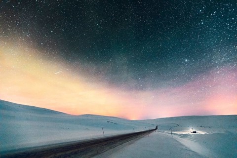 Starry sky with northern lights