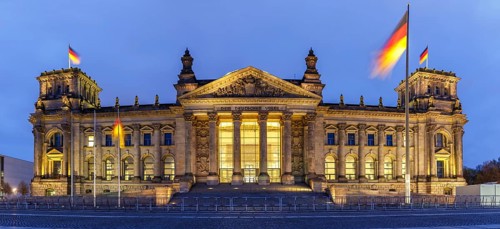 Reichstag Bundestag Government Parliament Reichstag Building Panorama Evening Night in Berlin