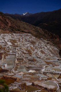Terraces for salt extraction at night