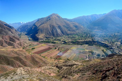 View into the Sacred Valley with the Rio Urubamba