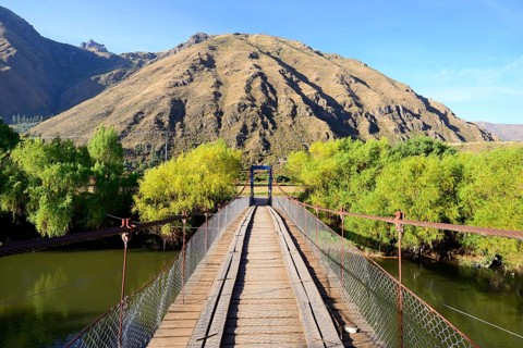 Suspension bridge over the Rio Urubamba