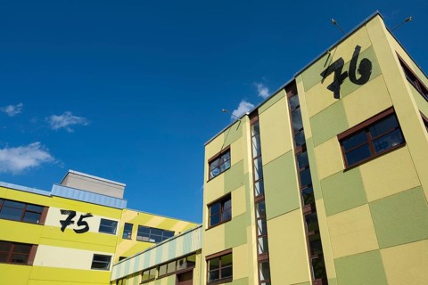 Yellow-green facades