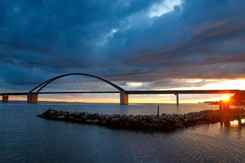 Fehmarnsund Bridge in the last evening light