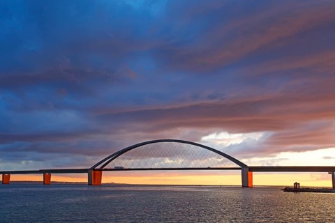 Fehmarnsund Bridge in the last evening light