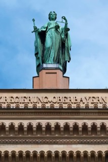 Figure of Justitia on the building of the government of Upper Bavaria