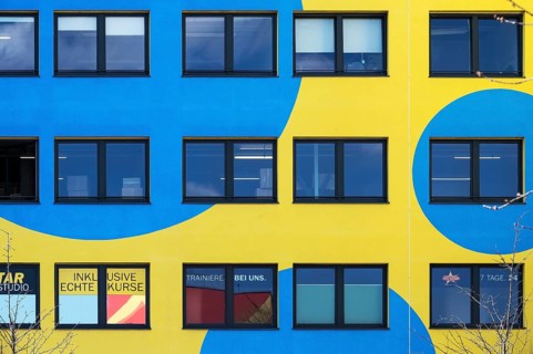 Blue-yellow facade