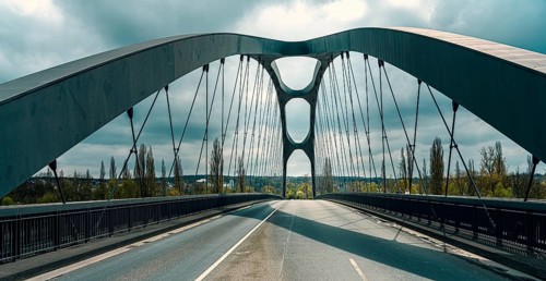 The Osthafen Bridge in Frankfurt am Main