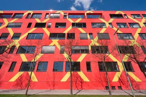 Red-yellow facade