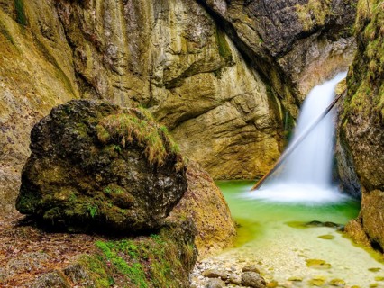 Rocks and waterfall in the Almbachklamm