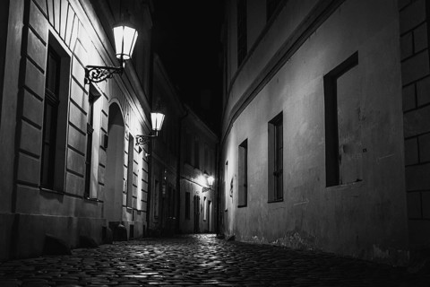 Dark street at night