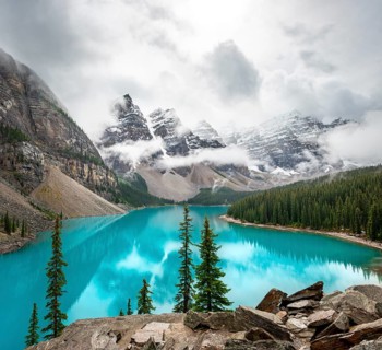 Cloudy mountain peaks