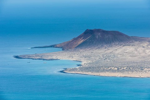 View over La Graciosa from Mirador del Rio observation point created by Cesar Manrique