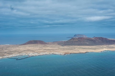 View over La Graciosa from Mirador del Rio observation point created by Cesar Manrique