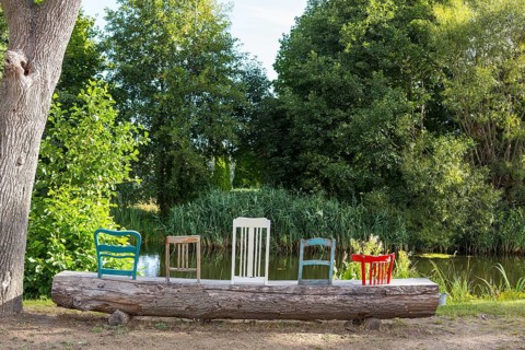 Creative bench with different chair backs