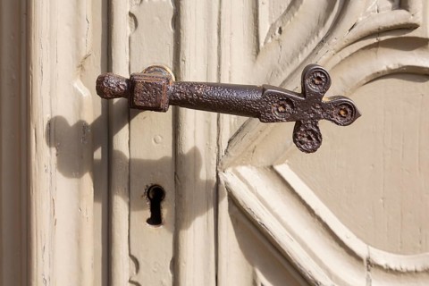 Door handle at the church door