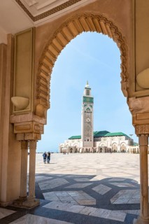 View through archway to Hassan II Mosque