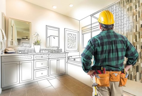 Contractor facing custom master bathroom drawing and photo gradation
