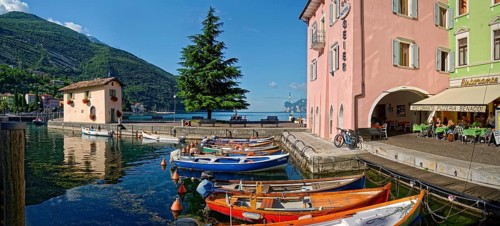 Small harbour with colourful boats