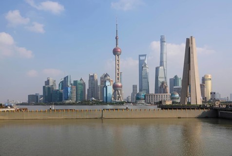 Skyline of the special economic zone Pudong with Oriental Pearl Tower