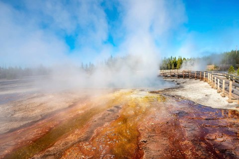 Orange and red mineral deposits