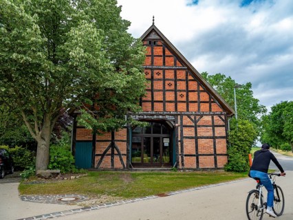 Half-timbered house in the Rundlingsdorf Guehlitz. The village is one of the 19 Rundling villages that have applied to become a UNESCO World Heritage Site. Guehlitz