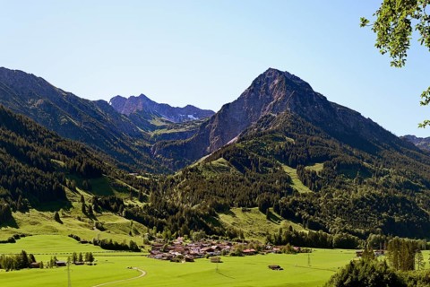 View of the village of Reichenbach and the mountain Rubihorn 1957 m