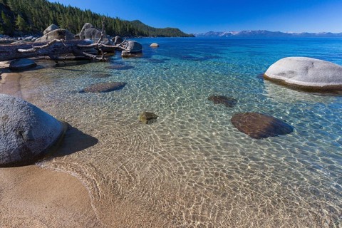 Beautiful clear water shoreline of lake tahoe