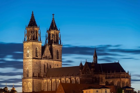 Magdeburg Cathedral at the blue hour