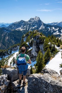 Hiker on the summit of Breitenstein