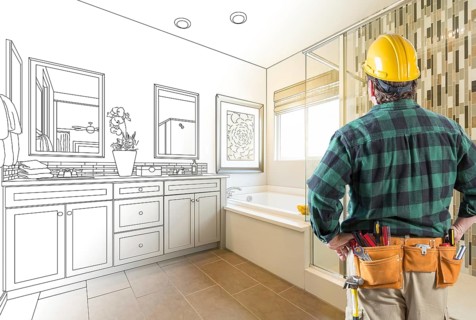Contractor facing custom master bathroom drawing and photo gradation