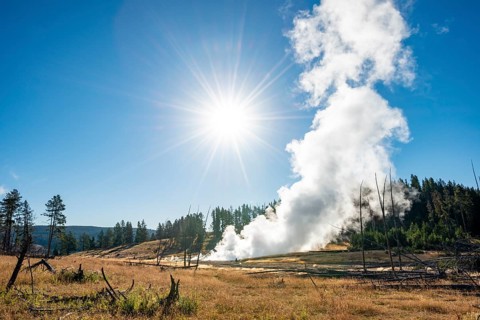 Steaming thermal spring