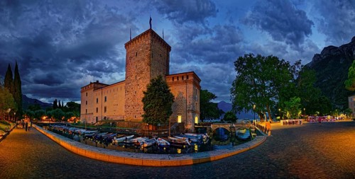 MAG Museo Alto Garda in the north of Lake Garda in the evening