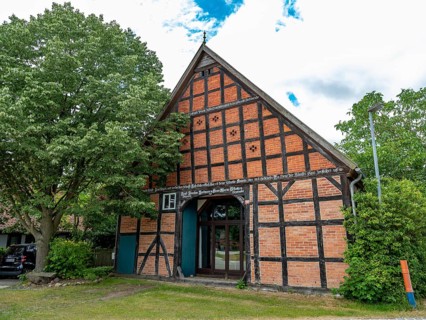 Half-timbered house in the Rundlingsdorf Guehlitz. The village is one of the 19 Rundling villages that have applied to become a UNESCO World Heritage Site. Guehlitz