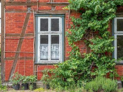 Detail of a half-timbered house in the Rundlingsdorf Guehlitz. The village is one of the 19 Rundling villages that have applied to become a UNESCO World Heritage Site. Guehlitz