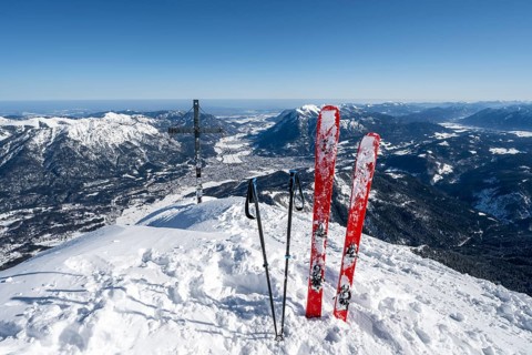 Ski stuck in snow