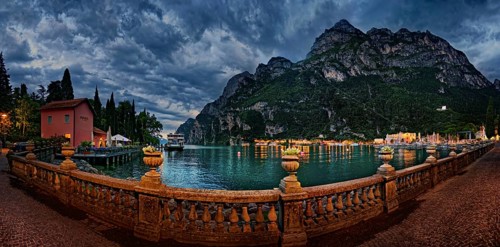 Promenade of Riva del Garda in the north of Lake Garda