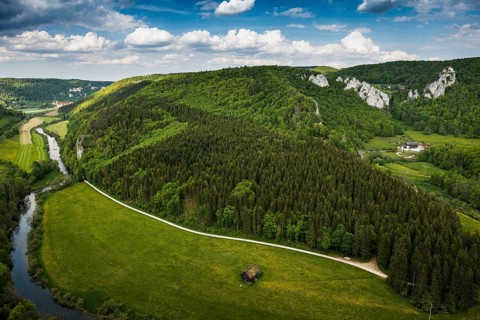 View from the Knopfmacherfelsen to Beuron Monastery