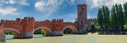 River Adige with the stone bridge Ponte Scaligero