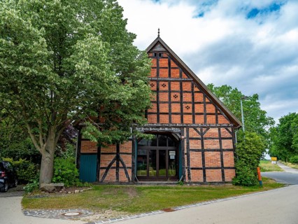 Half-timbered house in the Rundlingsdorf Guehlitz. The village is one of the 19 Rundling villages that have applied to become a UNESCO World Heritage Site. Guehlitz