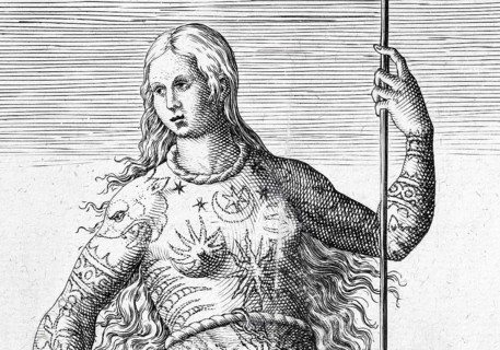 Portrait of a tattooed Pictish woman