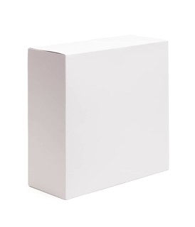Blank white box isolated on a white background ready for your own graphics