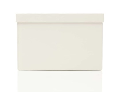 Blank white box with lid isolated on a white background ready for your own message