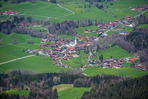 Bird's eye view of a small village