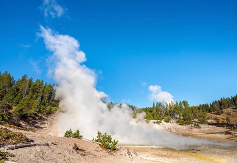 Steaming hot spring