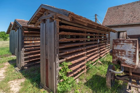 Drying racks of the finished roof tiles