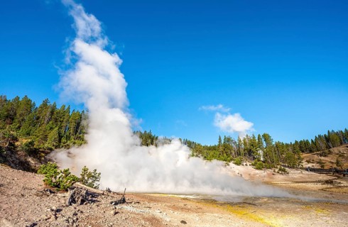 Steaming hot spring