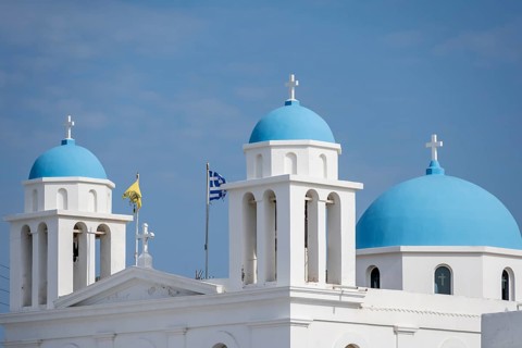 Blue and White Greek Orthodox Church Church Î™ÎµÏÏŒÏ‚ ÎÎ±ÏŒÏ‚ Î–Ï‰Î¿Î´ÏŒÏ‡Î¿Ï… Î Î·Î³Î®Ï‚