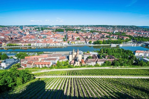 Overlook over Wuerzburg from Fortress Marienberg